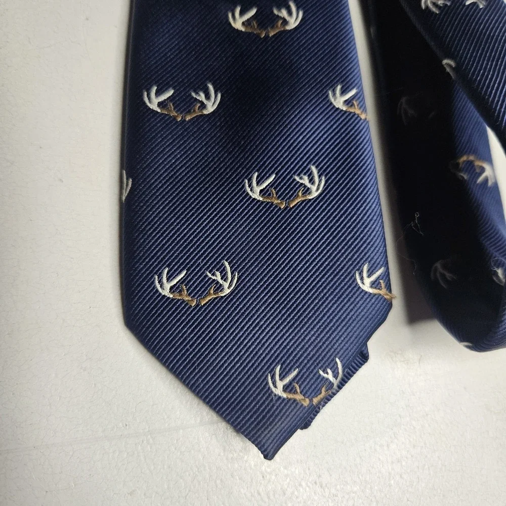 American Eagle Outfitters Mens Neck Tie Antlers Navy Blue Stag